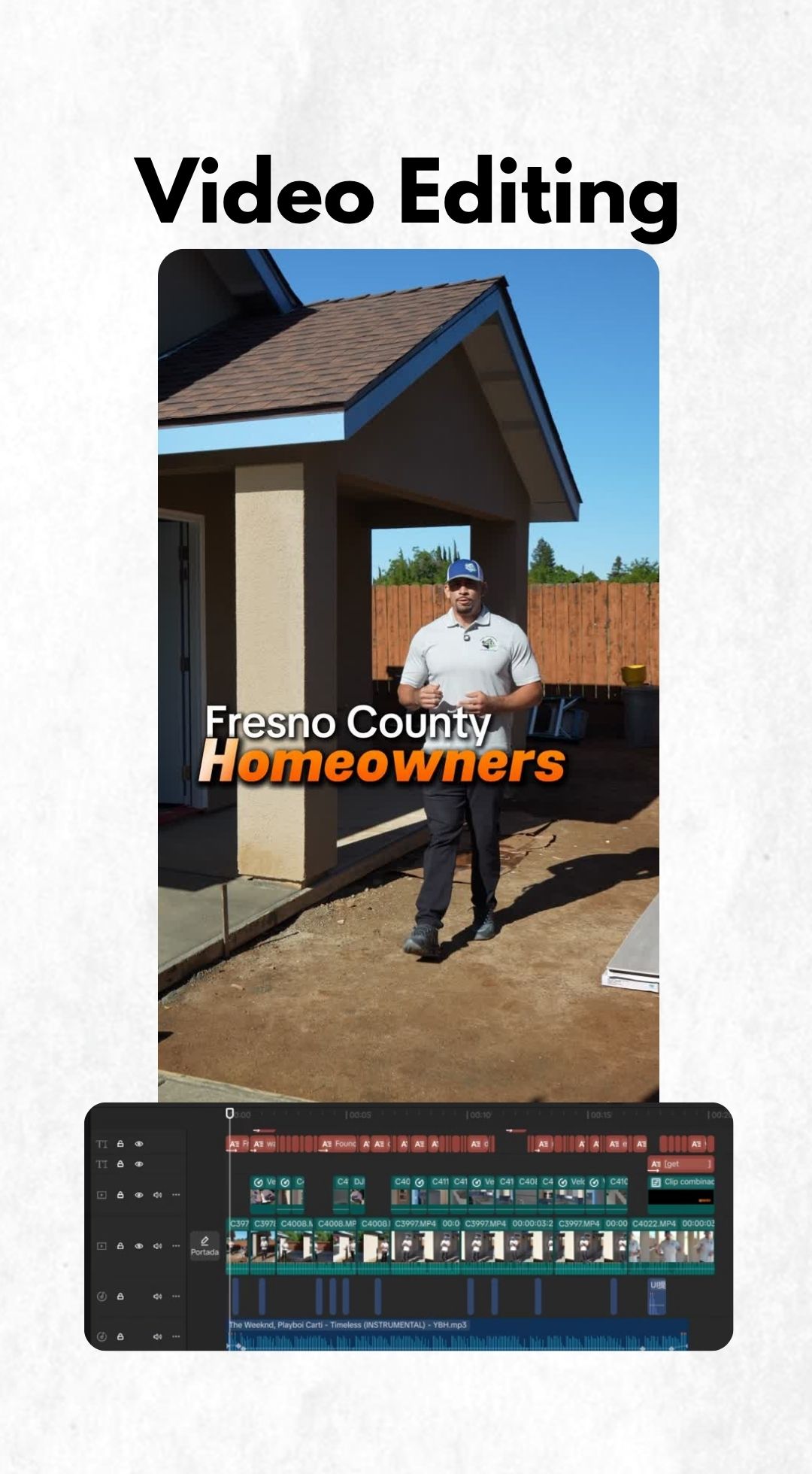 Instagram Reels editing example with captions, motion graphics and color grading